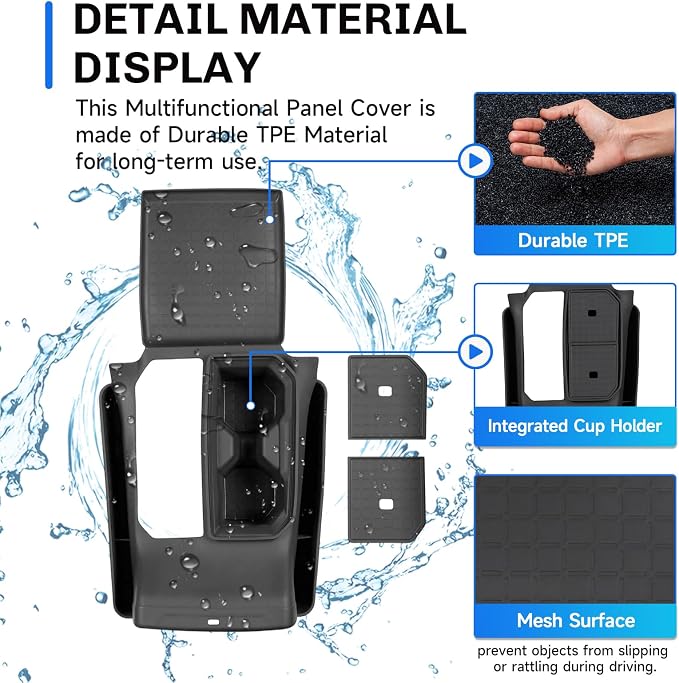 SXCY for 2026 Toyota RAV4 Gear Shift Panel Cover Silicone Central Control Trim for 2026 Toyota RAV4 Accessories Front Console Shift Panel Protector w/ 2 Side Pockets w/Anti-dust Protective Mat