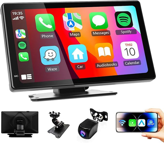 Haudio Portable Car Stereo,HD Touchscreen for All Vehicles,with Apple CarPlay & Android Auto with Backup Camera/Mirror Link/Voice Control/Bluetooth/GPS/AUX/FM Satellite Radio (7 inch)