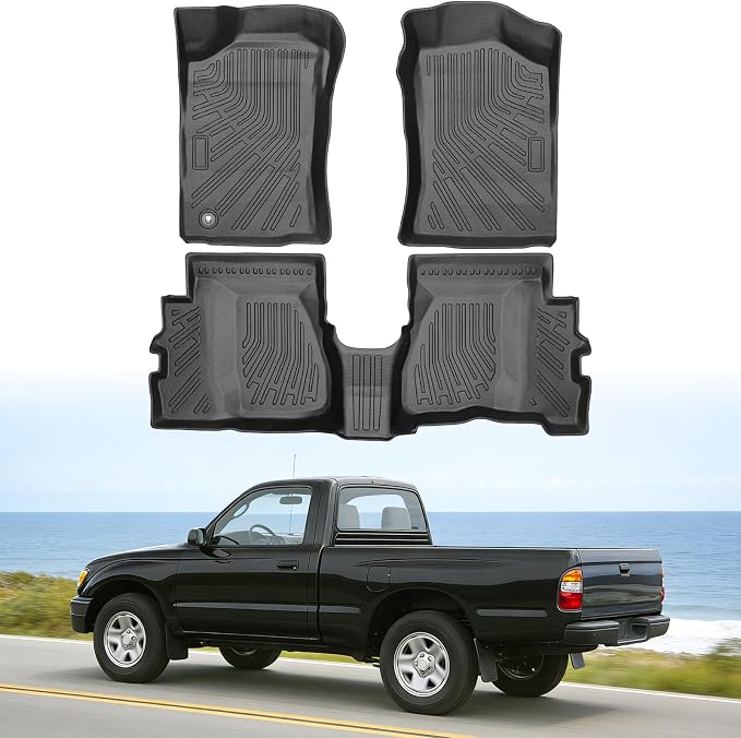 Floor Mats for Toyota Tacoma Xtracab 1995-2004, Heavy Duty TPE All Weather Protection, Waterproof Non-Slip Black Car Liners (Two-Row Floor Mats)