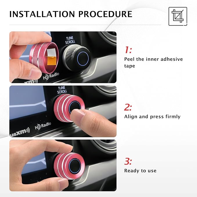 for Toyota RAV4 Hybrid/Plug-in Hybrid Accessories 2019 2020 2021 2022 2023 2024 2025, 7-Piece Aluminum Alloy Knob Cover Trim Kit - Push Start Button, AC, Volume & Drive Mode (Pink)