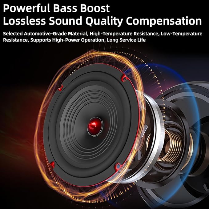 2026 Upgrade 6.5" Car Speakers 800W Peak Power - High-Performance Cone Woofers Bullet Head Design for Clear Bass & Stereo Sound - Suitable for Cars, Trucks, SUV, Home Theater, DIY(2-Pack)