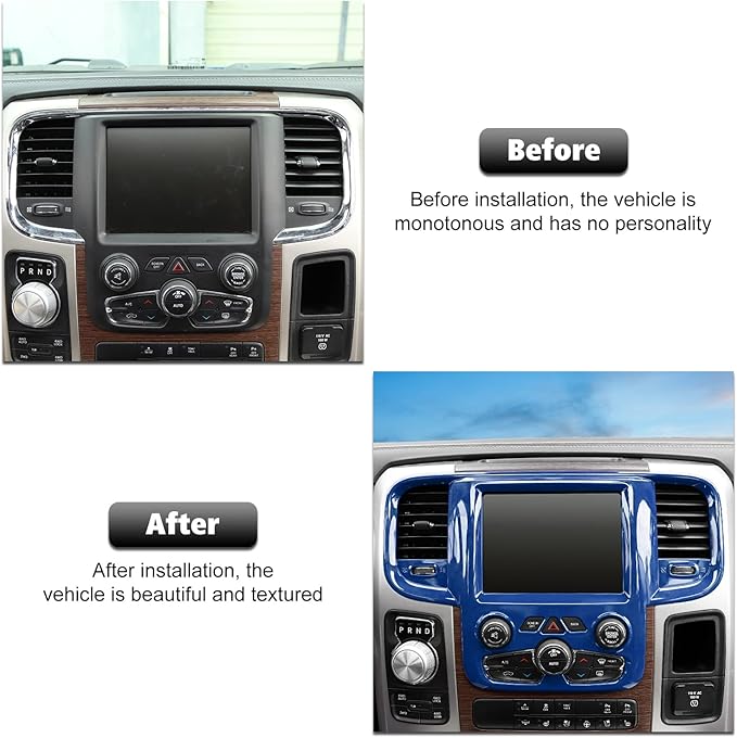 RT-TCZ Center Console Navigation GPS Panel Trim Cover Decoration Sticker Interior Accessories for Dodge Ram 2011-2017 (Blue)