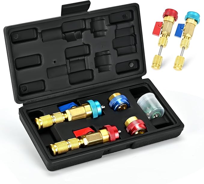 R134a R1234YF R22 AC Valve Core Remover Tool Kit, with 6 Pcs Valve core and 8 Pcs O-Ring Rubber Seal, for Automotive and Home Air Conditioning Systems(AC R22 R134a R1234YF)