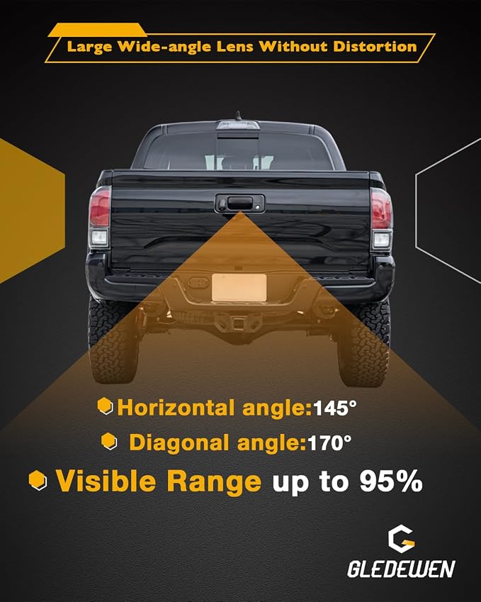 Camera W/ Tailgate Handle, Compatible with 2014-2019 Toyota Tundra, 2016-2020 Toyota Tacoma, W/ Key-Hole, 170° Viewing Angle, Backup Camera Kit, Rear View Camera, Back Up Camera, Reverse Camera