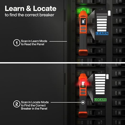 Klein Tools ET350 4-in-1 Digital Circuit Breaker Finder, Outlet Fault Detector, Non-Contact Voltage Tester, GFCI Tester, Learn and Locate Mode, Backlit LCD, LED Work Light
