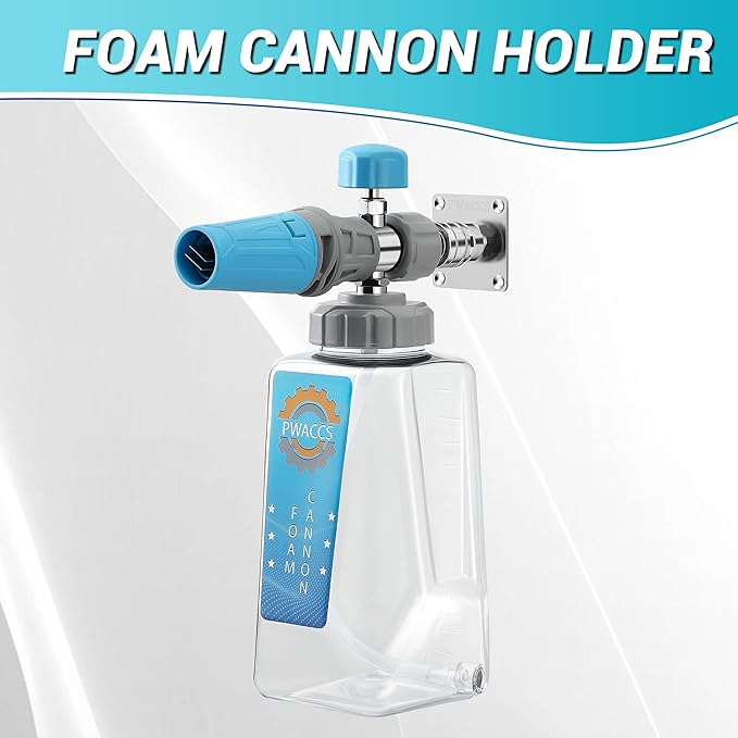 PWACCS Pressure Washer Gun Holder, Foam Cannon Holder, Pressure Washer Nozzle Tip and Wand Holder, 1/4" Quick Connect Automatic Foam Cannon Mount, Pressure Washer Accessories Storage Rack, 1 Pack