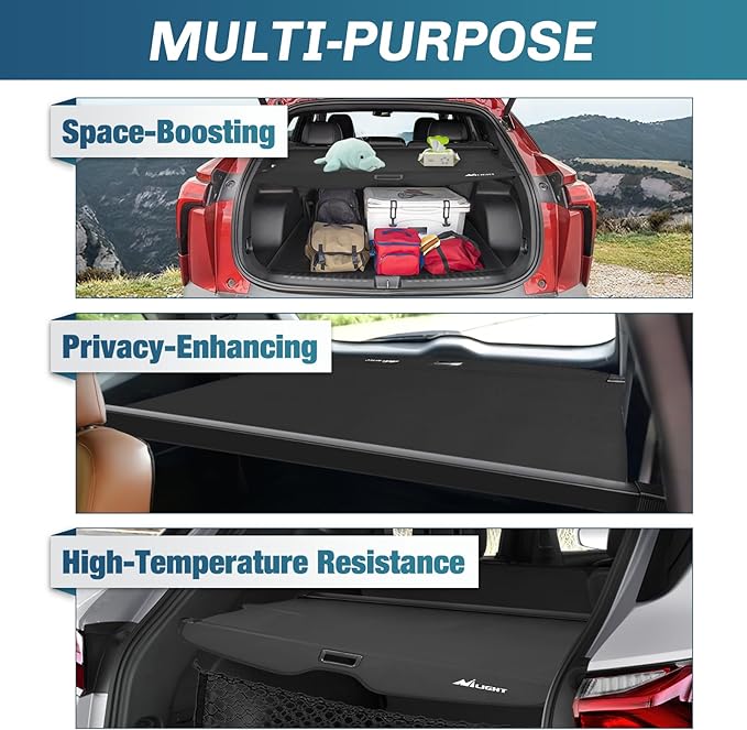 Nilight Trunk Cargo Cover for Chevrolet Blazer 2019 2020 2021 2022 2023 2024 2025, Retractable Security Shade Rear Cargo Cover, with Trunk Storage Net