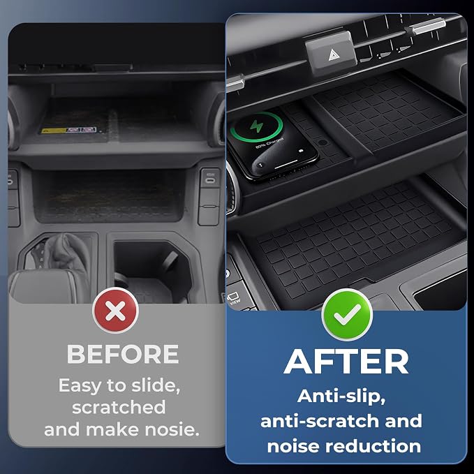 Wireless Charging Protective Mat & Center Console Storage Protective Mat for Toyota RAV4 2026, Interior Accessories Silicone Anti-Slip Console Cover Pad for 2026 RAV 4, Black