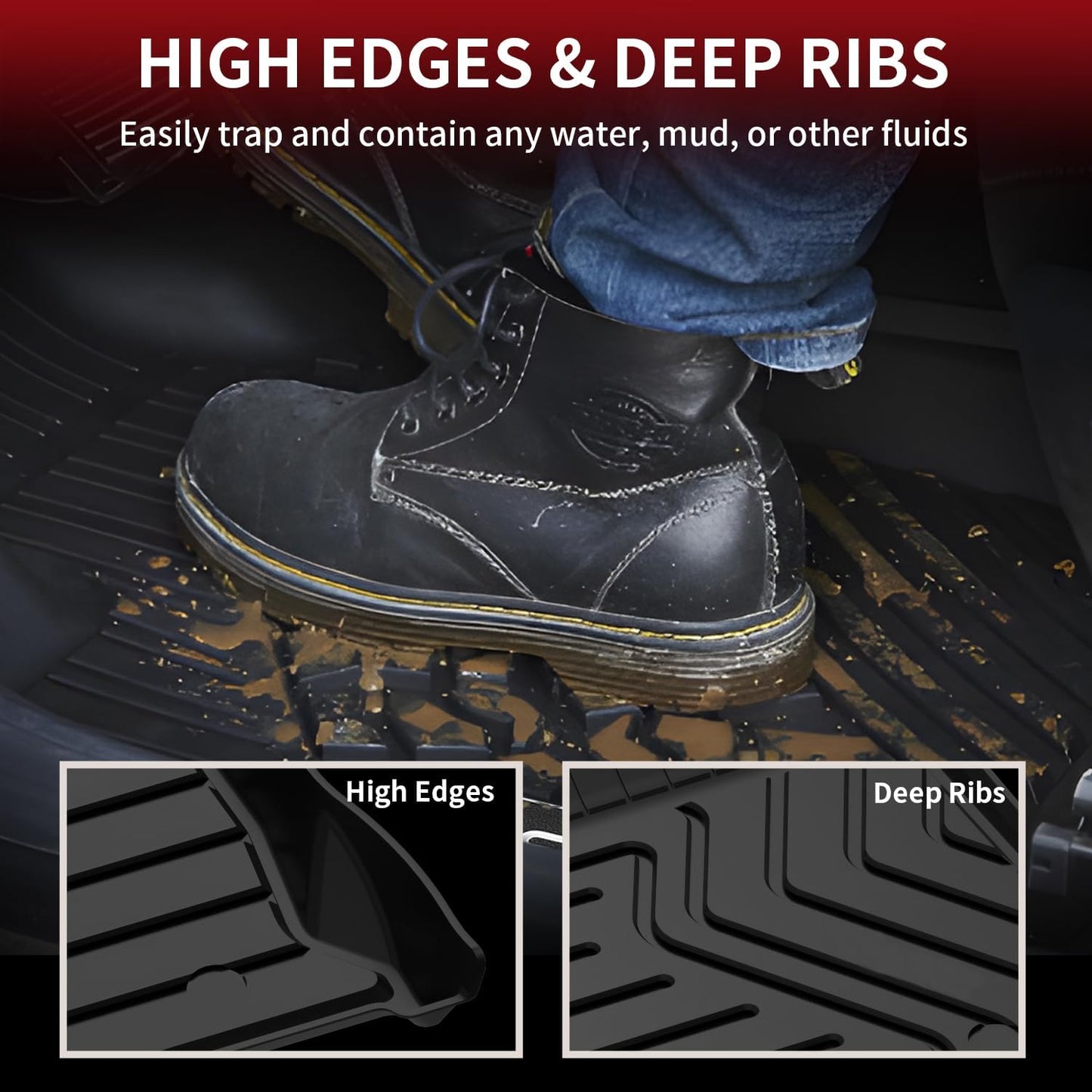 LASFIT Floor Mats Fit for Lexus NX NX200t NX300 NX300h 2021-2015 All Weather Floor Liners Custom Fit for Lexus NX All Models 2021 2020 2019 2018 2017 2016 2015 TPE Car Mats,Front and Rear Mats,Black