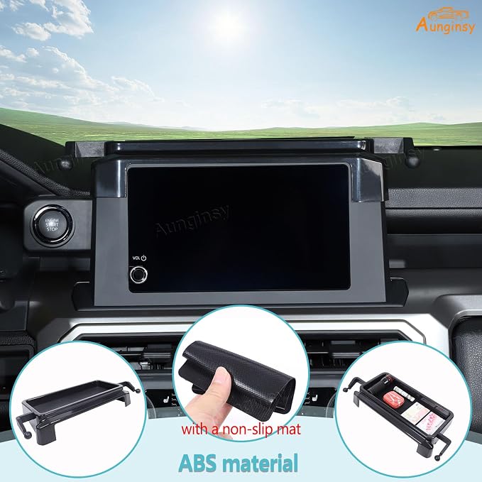 Aunginsy Center Console Dash Storage Tray Compatible with Toyota Tacoma 2024 2025 2026, Car Dashboard Storage Box Organizer Holder Insert Mounted Tray ABS Interior Accessories, Only Fit 8-inch Screen