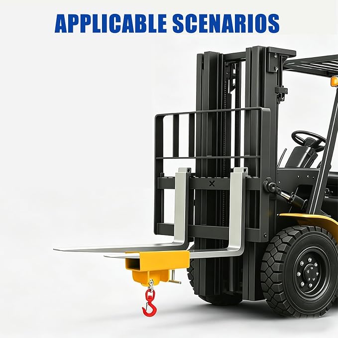 Heavy Duty Forklift Lifting Hook with 2" Receiver Hitch, Dual Fork Mounted Lifting & Towing Attachment, 2.2 Ton Max Capacity for Forklift Tractor Industrial Use