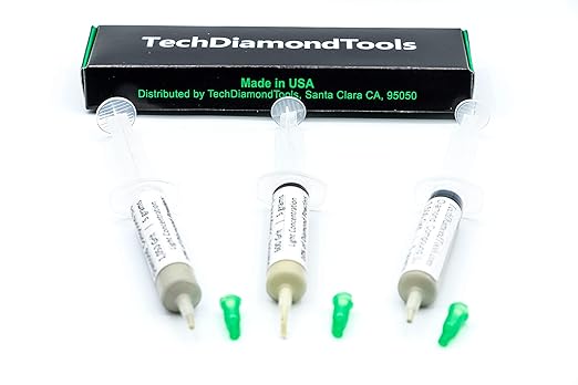 TechDiamondTools Kit of 3 Diamond Lapping Paste Polishing Compound USA Made 600 1050 1500 Grit Lapping Compound for Rock Glass Metal Jewelry Resin Marble with 10% of Diamond Powder