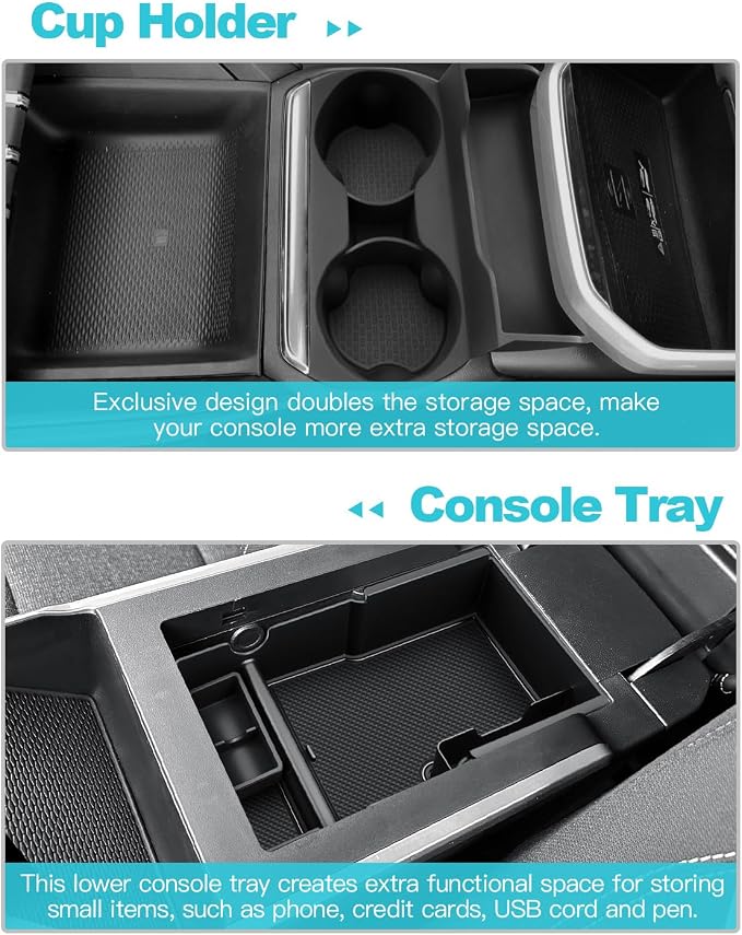 CDEFG 3Pcs for 2025 2026 GMC Terrain Center Console Organizer for 2025 2026 GMC Terrain Accessories Middle Console Organizer Armrest Storage Box Coin Holder & Cup Holder