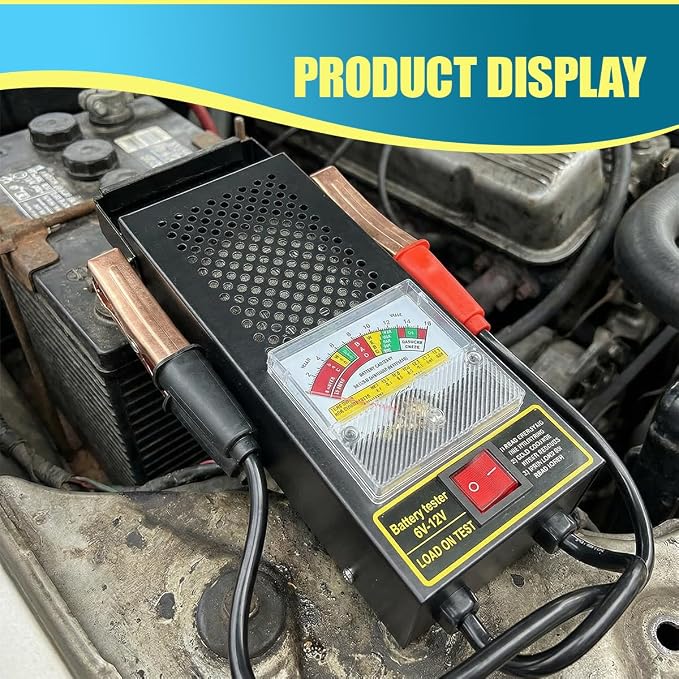 Car Battery Load Tester, 6V 50AMP/12V 100AMP Alternator Voltage Tester with Alligator Clips, Automotive Battery Health Checker Diagnostic Tool for Cars/RVs/Motorcycles/ATVs/Boats (Black)