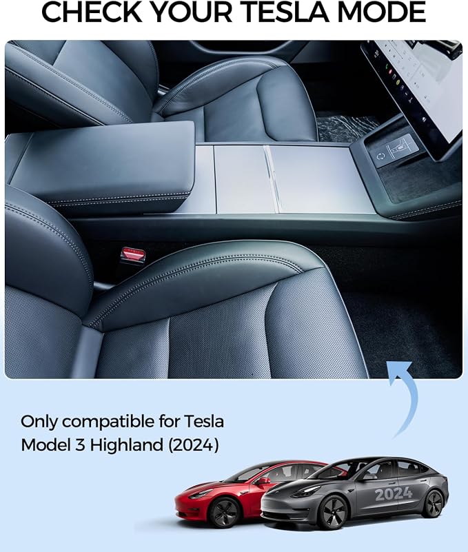 KYX Center Console Organizer Tray for Tesla Model 3 Highland Accessories 2024 Armrest Hidden Drawer Storage Box Cup Holder-5Pcs
