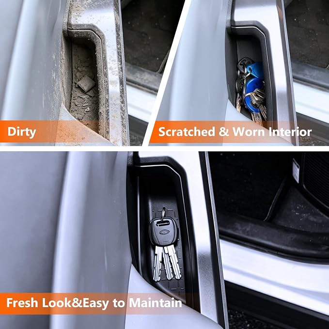 4PCS Door Handle Storage Box Compatible with 2026 Toyota RAV4 Hybrid&RAV4 Plug-in Hybrid(PHEV) TPE Front & Rear Door Side Tray Insert Organizer Easy to Clean for 6th Gen RAV4 Accessories