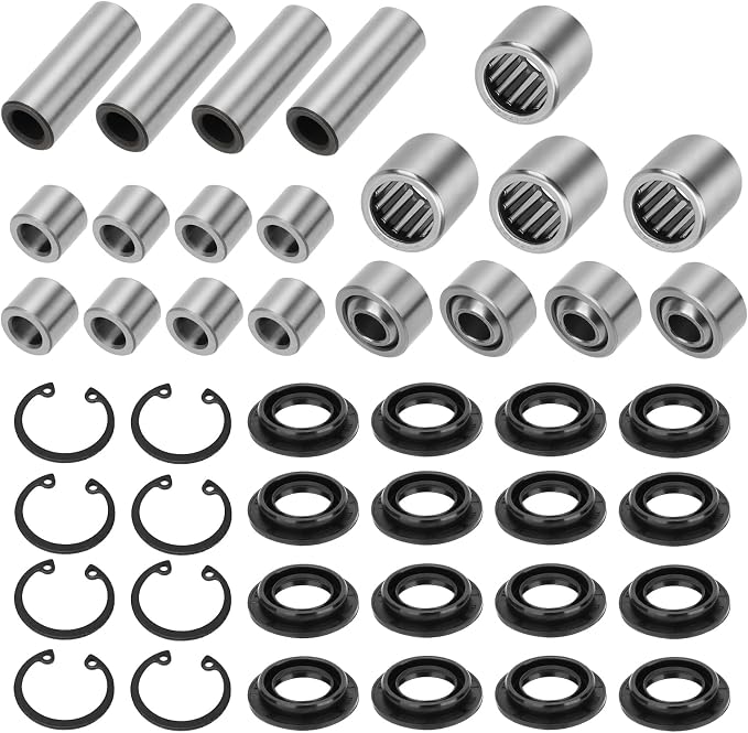 Front Uppper & Lower A Arm Bearing Seal Shaft Rebuild Repair Kit 2 Side for Kawasaki KFX450R 2008-2014 KFX700 2004-2011 OEM# 92046-1046 92049-1223 59266-0013 59266-1011 42036-1376 92152-1455 481J2400
