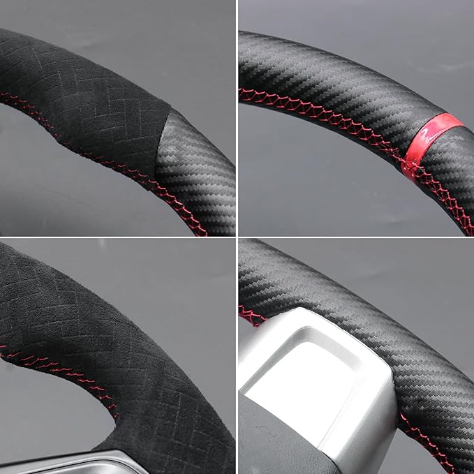 MEWANT Hand Stitch Steering Wheel Cover Wrap for Subaru WRX 2015-2021 / WRX STI 2015-2021 Steering Wheel Accessories for Subaru WRX