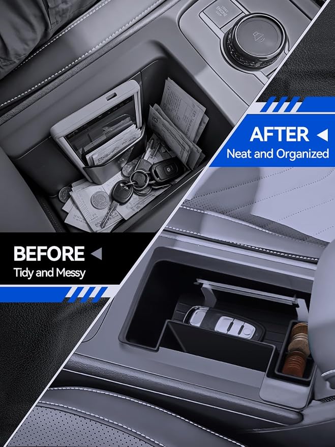 for Tiguan Center Console Organizer 2025 2026 VW Tiguan Accessories Armrest Console Organizer & Front Center Console Storage Tray & Cup Holder 3PCS