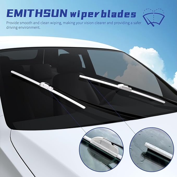 OEM QUALITY 26" + 22" Premium All-Seasons Durable Stable And Quiet White Windshield Wiper Blades (Set of 2)