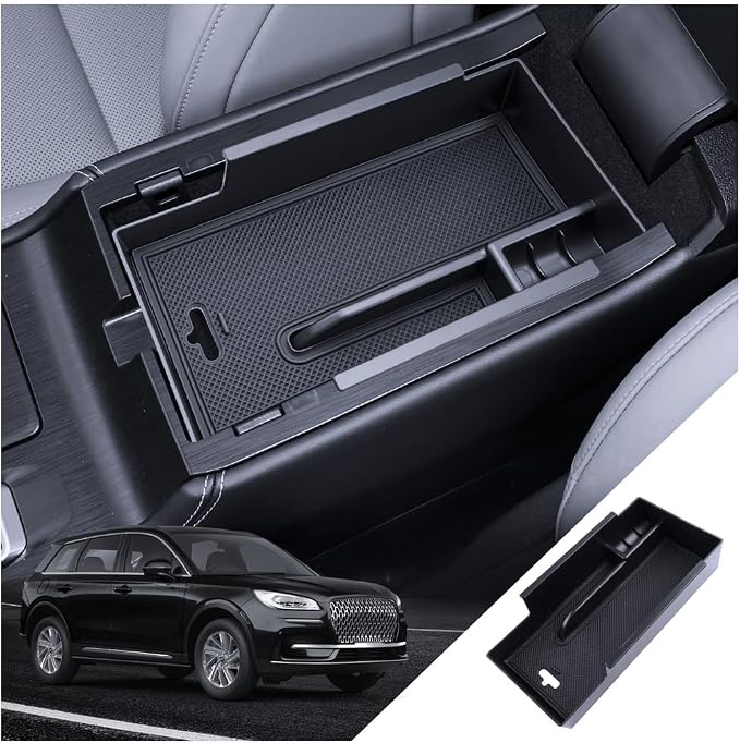 for Corsair Center Console Organizer 2021-2026 Lincoln Corsair/2023-2025 Corsair Grand Touring Accessories Armrest Tray Middle Storage Box Insert Container Durable ABS Plastic