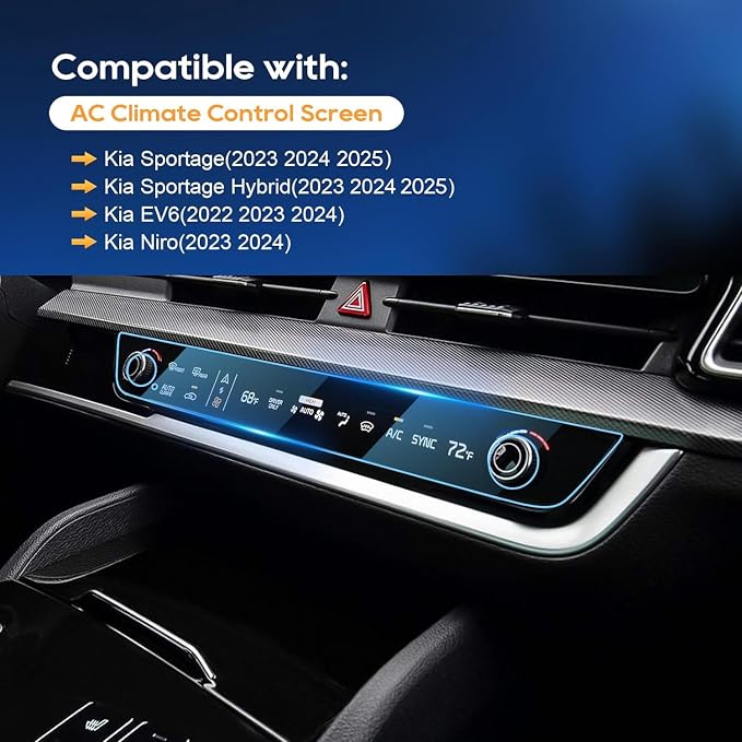 LFOTPP 2023 2024 2025 Sportage Screen Protector AC Climate Control for 2023 2024 2025 Kia Sportage Accessories (LX/EX/SX/SX-Prestige/X-Line) Plug-in Hybrid Prestige Screen Film for Kia Sportage