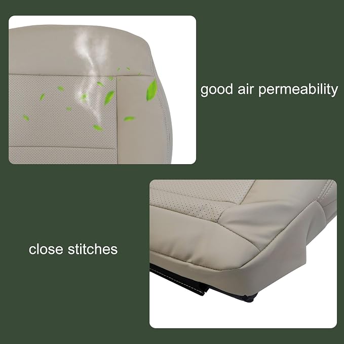 FZJDSD Tan Driver Side Bottom & Top Lean Back Perforated Microfiber Leather Seat Covers Compatible with Mercedes Benz E200 E250 E300 E350 2010 2011 2012 2013 2014 2015 2016