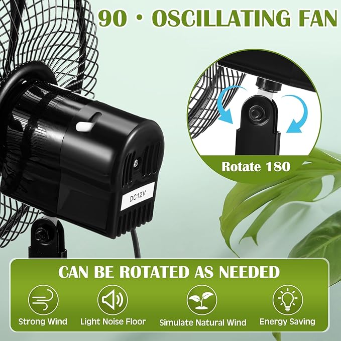 Tujoe 2 Pcs Portable Car Fan with Car Cigarette Lighter Electric Cooling 12 Volt Oscillating Fan 12 Volt Fan Automobile Vehicle 360 Degree Swivel Fan with Clip for Car Truck Supplies, Black (8 Inch)