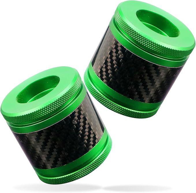 Crash Bar Sliders End Caps CNC Carbon Fiber Inlay Decorative Sliders Fits for 1.25" Front Engine Guard Rear Saddlebag Guard CNC 60mm (Green)