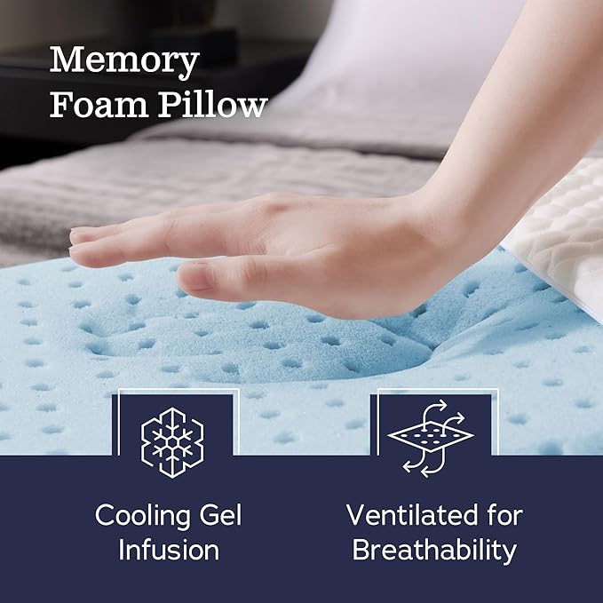 WEEKENDER Gel Memory Foam Pillow - Standard Size - 2-Pack - Medium Firm Feel - Neck & Shoulder Support - For Back & Side Sleepers - Home, Hotel, & Hospital Essentials