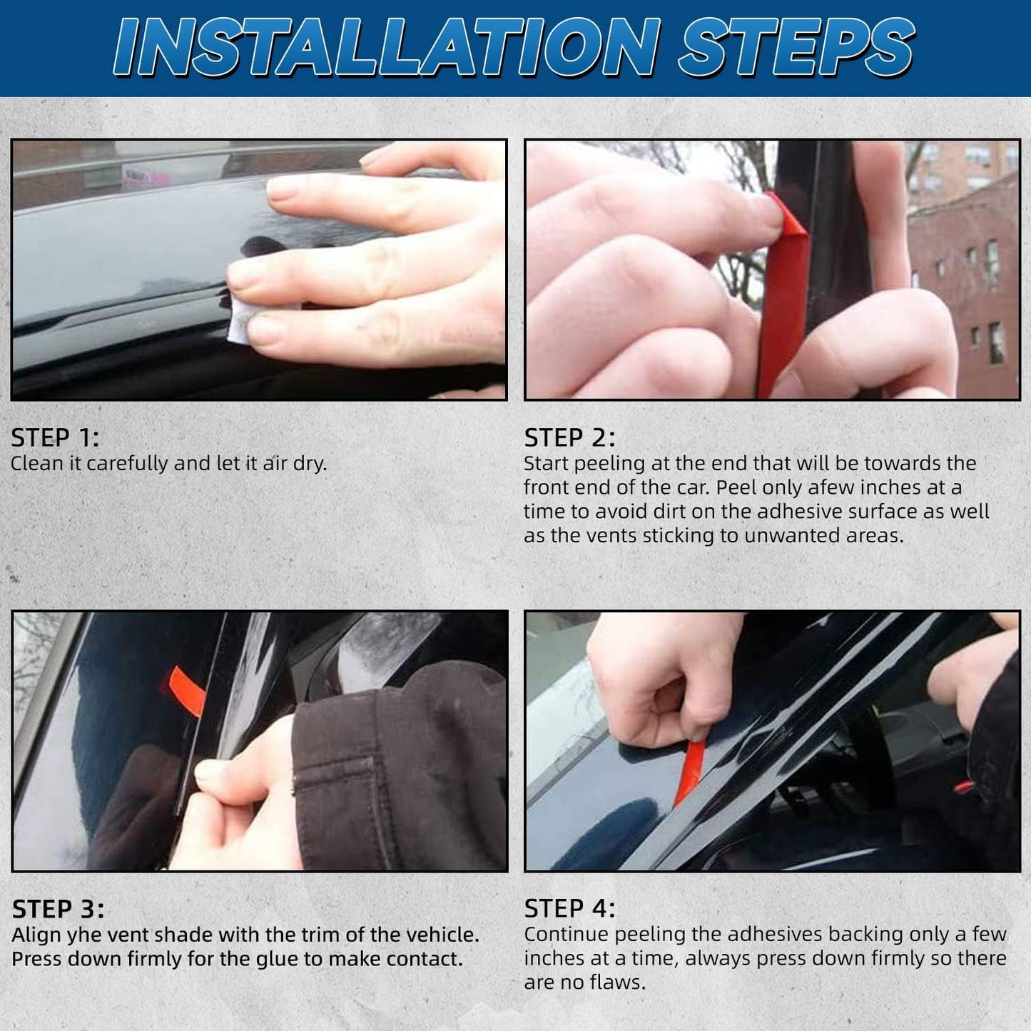 Set of 4 Front+Rear Smoke Sun/Rain Guard Outside Mount Tape-On Acrylic Window Visors Compatible with 00-04 Xterra