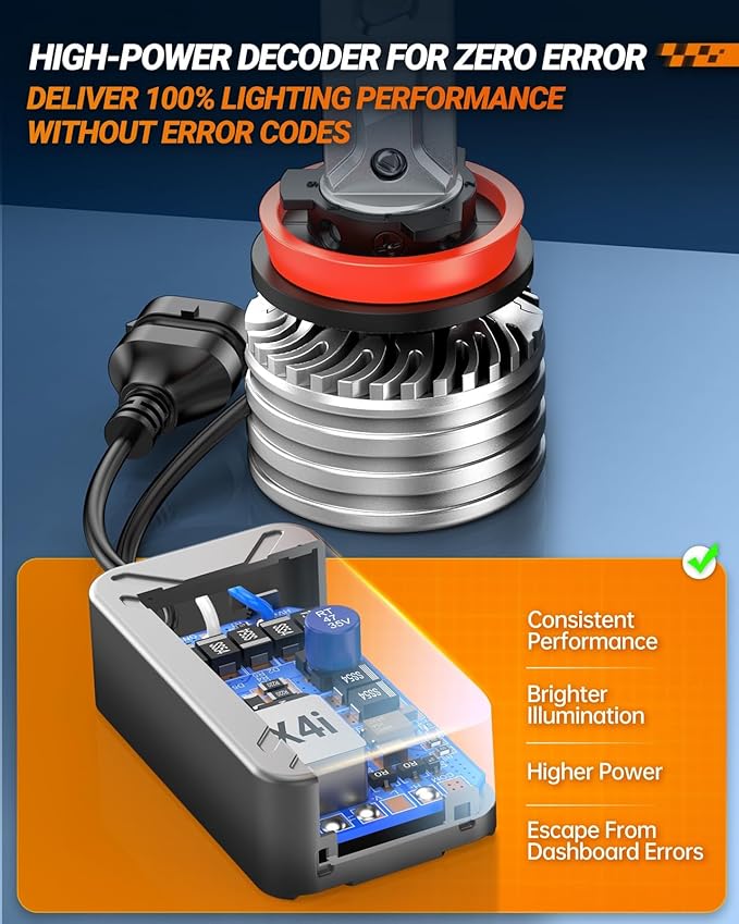 SEALIGHT 9005/HB3 H11/H8 Bulbs Combo, 140000LM Super Bright Adaptive 𝐁𝐞𝐚𝐦, Cool White Light Powersport, 9005 Bulbs with 20,000RPM Turbo Cooling Fan, 10-Year Warranty Plug and Play, Pack of 4