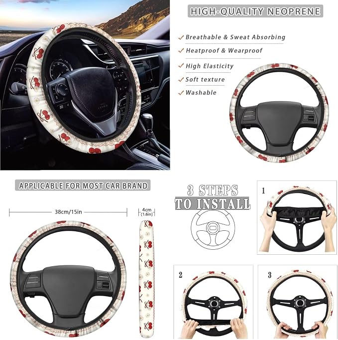 Sea Turtle Print Car Seat Covers Full Set Shell Starfish Print Car Seat Covers Front and Back Full Set with Steering Wheel Cover Armrest Cushion Safety Belt Pads Garbage Bag Coasters