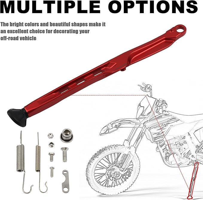 Dirt Bike Parking Side Stand Kickstand Kit,Motorcycle Kickstand Side Stand Springs Support Stand For EXC EXCF XCW XCF-W XC XCF 125 150 250 300 350 450 2023 2024(Red)