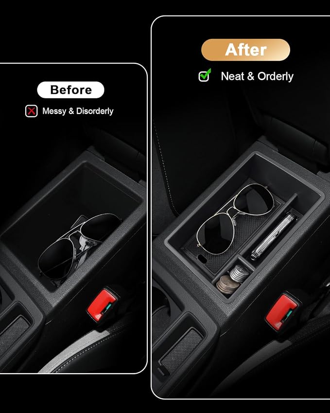ECOZEN Center Console Organizer For 2019-2025 Audi Q3 F3 - Armrest Box Storage Tray Compatible with 2019-2025 Audi Q3 Accessories Armrest Organizer ABS