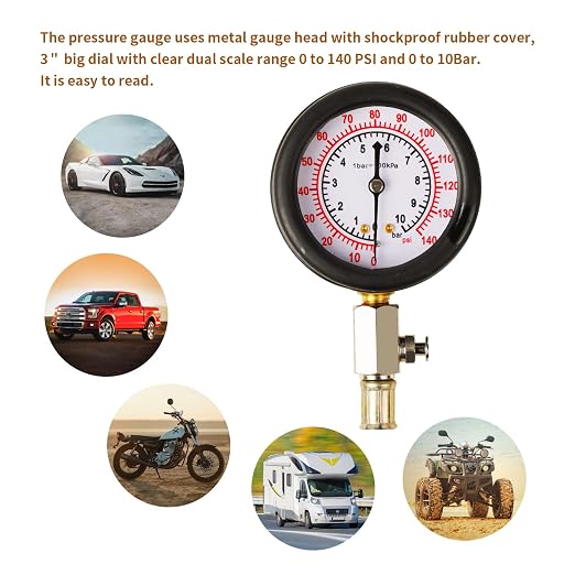 Oil Pressure Tester Tool, Oil Pressure Gauge kit, 0-140 PSI PressureTestDiagnostic Tools, Engine Oil Pressure Tester Tool kit, for car Truck