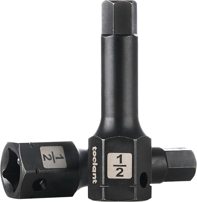 toolant 1/2" drive 1/2" impact hex bit socket set 2PCS, Hex Drive, S2 Steel Air Drive Allen Socket set,Impact Grade，Anti-Roll Design