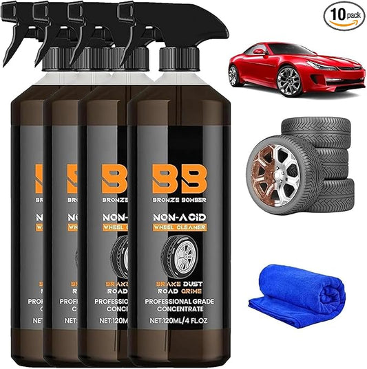 Upgraded Bronze Bomber Wheel Cleaner, Tire Cleaner,- Safe on Chrome and All Wheel Finishes - Brake Dust, Dirt, Browning, Grease, and Grime Remover USA (6 Pack)