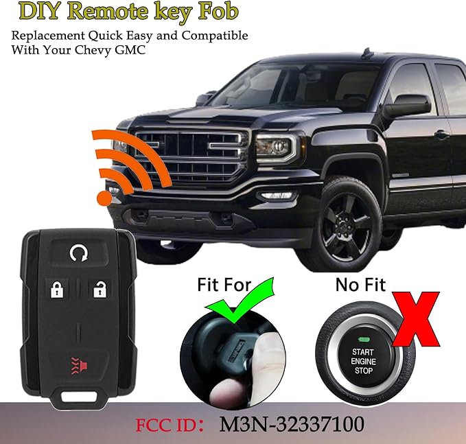 Key Fob Kit Replacement for GMC Sierra Canyon Chevy Silverado Colorado | DIY OBD Tool At Home,M3N32337100,Easy to install,Car Owner Replace,starsGood spare key