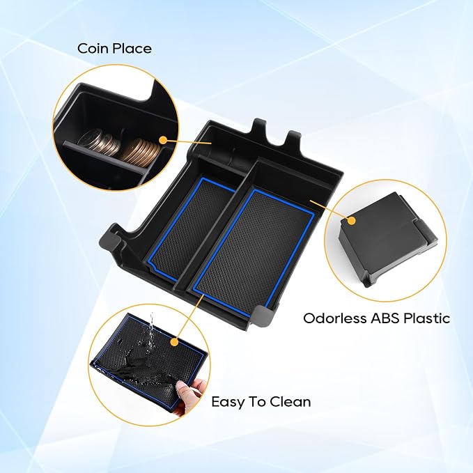 LFOTPP Edge Console Organizer for Ford Edge Console Tray [SE/SEL/ST-Line/Titanium/ST] ABS Storage Tray, EZ to Install, Keep Tidy & Organized, Blue