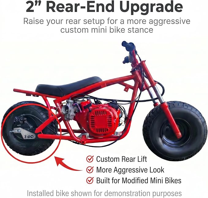 Mini Bike Bolt On Stretch Tab For Coleman B200R RB200 Realtree RT200 MEGA moto B212 MAX (2 inch lift/drop)