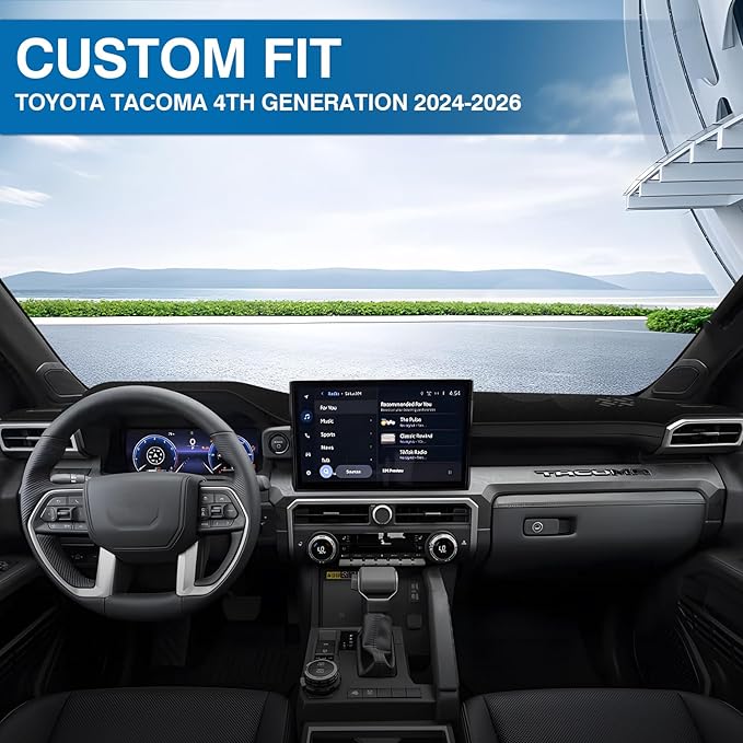 KUST Black Dash Cover Compatible with Toyota Tacoma 2024-2026 & 2025 2026 Toyota 4Runner Dash Carpet Polyester Non-Slip Dash Protector Interior Accessories for Tacoma Custom Fit Dash Mat No Glare