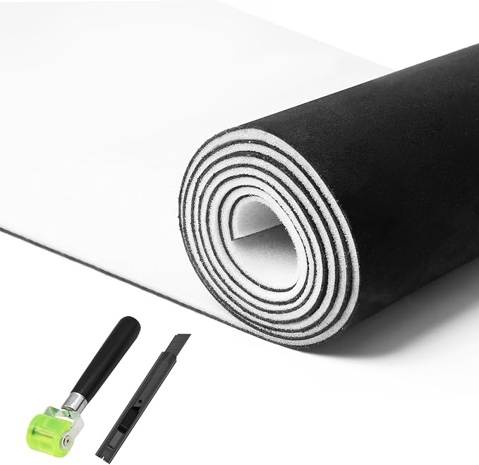 Black Suede Headliner, 98" L × 60" W with Foam Backing, Auto Interior Roof Replacement Material for Car, SUV, Boat, Pickup, Truck, RV, Home Repair/DIY Headliner Fabric