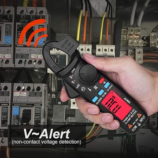 BSIDE ACM91 Digital Clamp Meter 1mA AC/DC Current True RMS Auto-Ranging 6000 Counts Meter Hz Temperature Capacitance Live Check V-Alert Low Impedance Voltage Tester