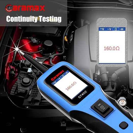 Automotive Power Circuit Probe Tester 12-24V Trailer Light Tester with 0.7mm Non-Piercing Probe Kits&40FT Cord Resistance&Duty Cycle Digital Multimeter Short&Open Finder Diode Diagnostic Tool