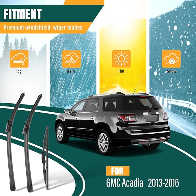 Windshield Wiper Blades Replacement for GMC Acadia 2013 2014 2015 2016,Original Equipment Replacement Front Rear Wiper Blade Set - 24" 21" 11" (Set of 3)