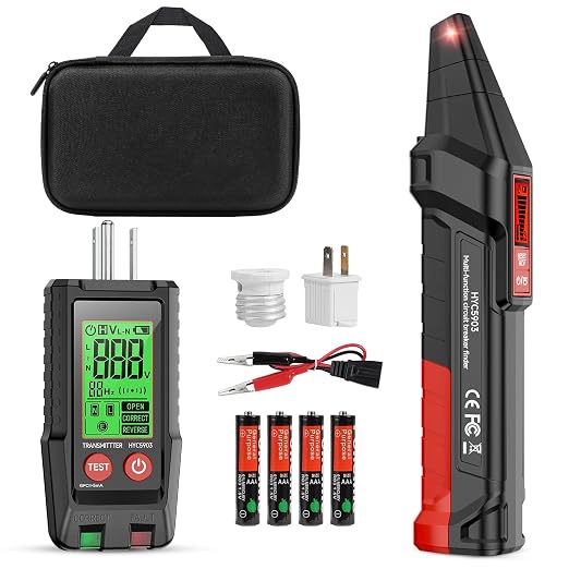 Circuit Breaker Finder Kit, GFCI Tester Circuit Tracer with NCV Test, Flashlight, LCD Receiver, Carry Case & Adapters for 90-250V AC Home Circuits