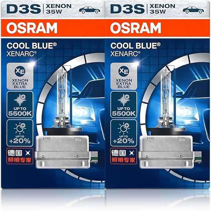 Osram Xenarc D3S Cool Blue 66340CB HID Xenon Headlight Bulbs 42V 35W 5500K Made in Germany | Pack of 2