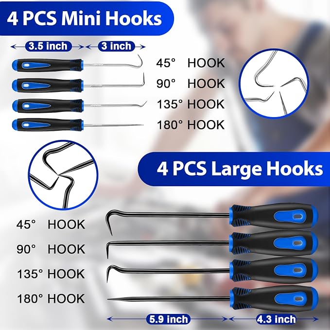 Keze 17 Pcs Hook and Pick Set Auto Trim Removal Tool Kit and 233 Pcs Plumbing and Faucet Washers Assortment Kit