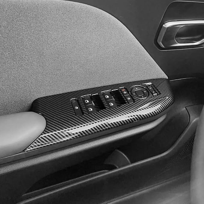 Car Interior Window Switch Panel Cover Side Door Glass Lock Control Button Cover Compatible with Kia K4 2025-2026 Accessories (Carbon Fiber Style)